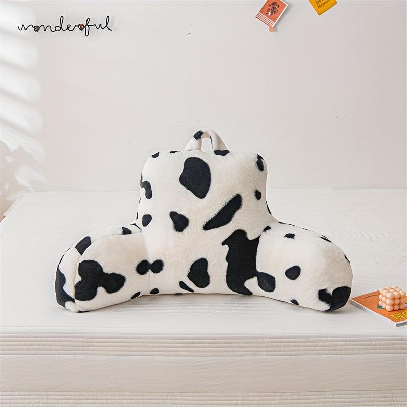 Rabbit Fur Cow Pattern Reading Pillow Backrest Pillow for Bed Sofa