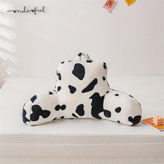 Rabbit Fur Cow Pattern Reading Pillow Backrest Pillow for Bed Sofa