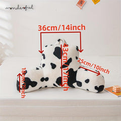 Rabbit Fur Cow Pattern Reading Pillow Backrest Pillow for Bed Sofa