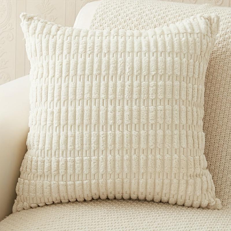 Thick Corduroy Cushion Cover 45x45cm Soft Decorative Pillow Case Beige