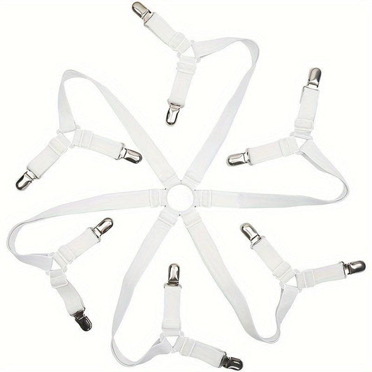 Adjustable Elastic Bed Sheet Holder with 12 Clips Fasteners