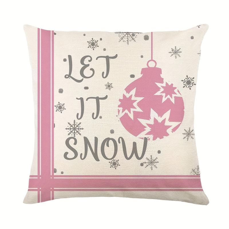 4pcs Pink Grey Santa Christmas Throw Pillowcase Sofa Bed Car Home Decor