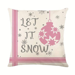 4pcs Pink Grey Santa Christmas Throw Pillowcase Sofa Bed Car Home Decor