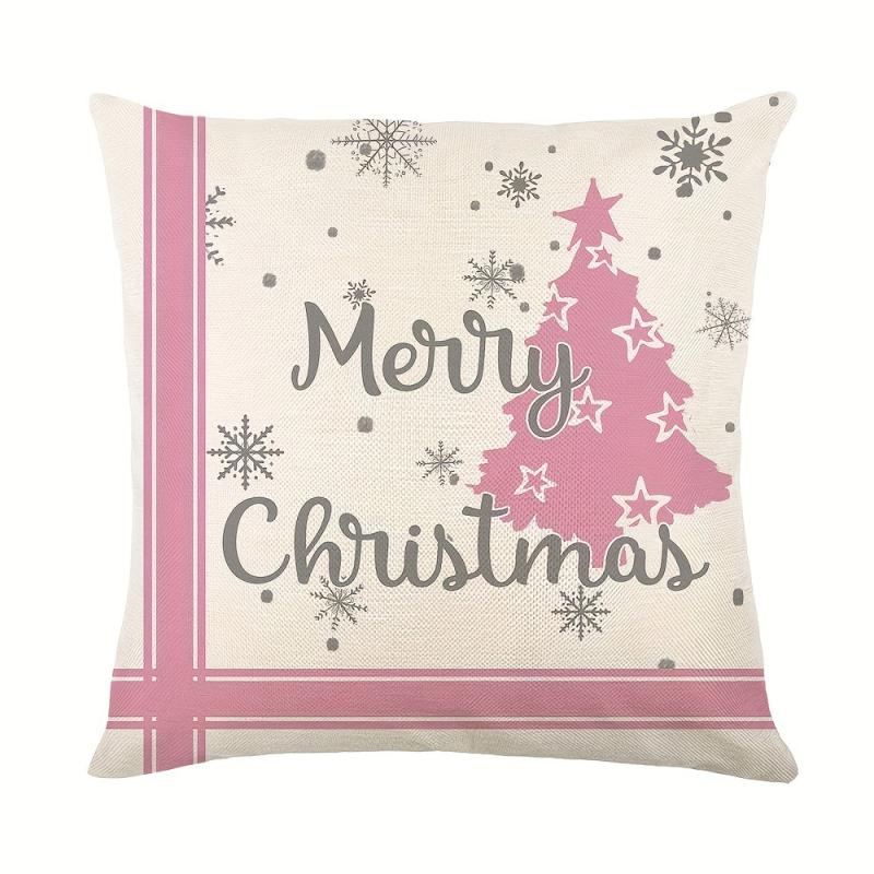 4pcs Pink Grey Santa Christmas Throw Pillowcase Sofa Bed Car Home Decor