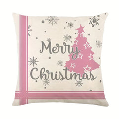 4pcs Pink Grey Santa Christmas Throw Pillowcase Sofa Bed Car Home Decor