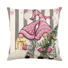 4pcs Pink Grey Santa Christmas Throw Pillowcase Sofa Bed Car Home Decor