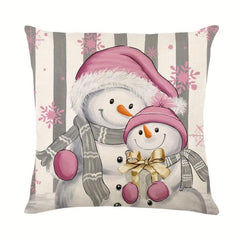 4pcs Pink Grey Santa Christmas Throw Pillowcase Sofa Bed Car Home Decor