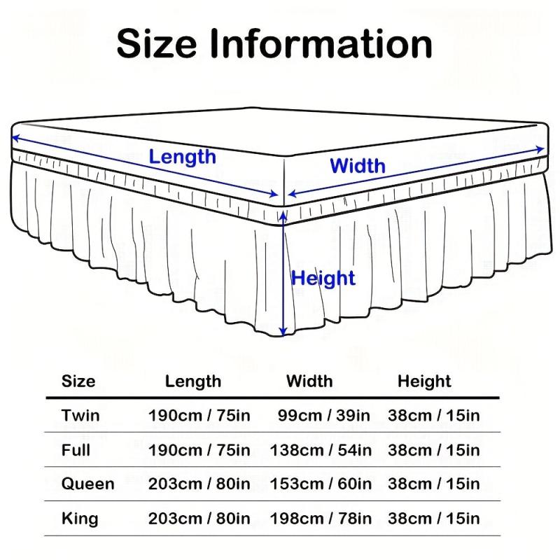 Stylish Double Elastic Bed Skirt for Bedroom and Guest Room