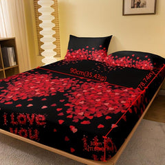 Romantic Love Print Fitted Sheet Soft Comfortable Bedding Mattress Protector