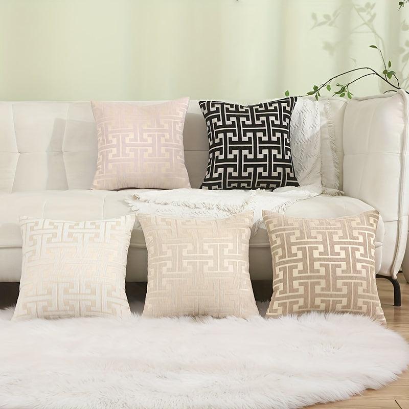 Chenille Geometric Pattern Throw Pillow Cover 45x45 - Home Office Sofa Car Decor