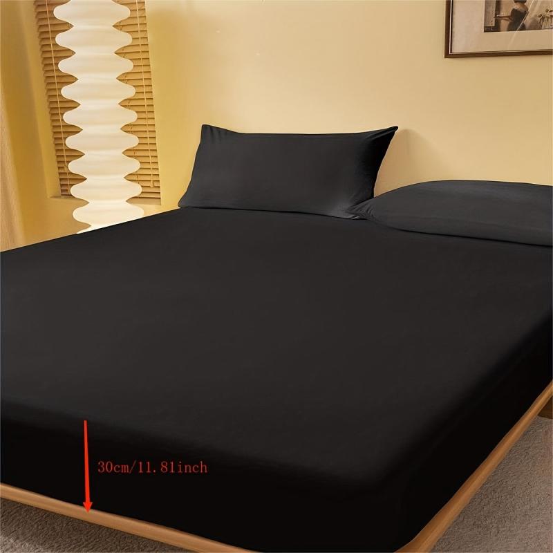 3pcs Fitted Sheet Set Soft Comfortable Breathable Solid Bedding Set