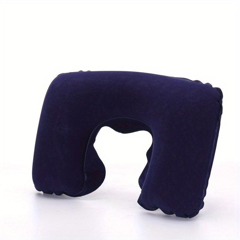 U-shaped Inflatable Travel Pillow Short Plush Cover PVC Support Soft Neck Pillow