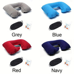 U-shaped Inflatable Travel Pillow Short Plush Cover PVC Support Soft Neck Pillow