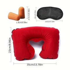 U-shaped Inflatable Travel Pillow Short Plush Cover PVC Support Soft Neck Pillow