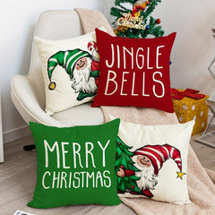 1pc Christmas Cartoon Old Man Letter Throw Pillow Cover