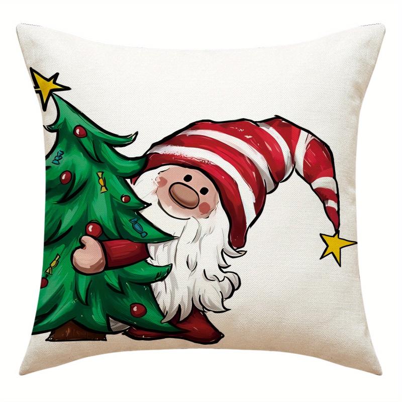 1pc Christmas Cartoon Old Man Letter Throw Pillow Cover