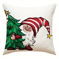 1pc Christmas Cartoon Old Man Letter Throw Pillow Cover