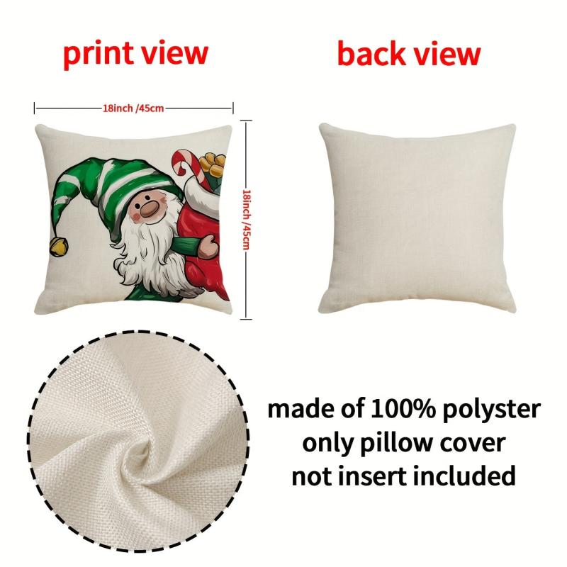 1pc Christmas Cartoon Old Man Letter Throw Pillow Cover