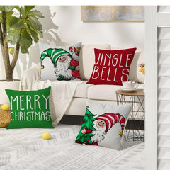 1pc Christmas Cartoon Old Man Letter Throw Pillow Cover