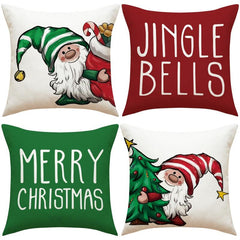 1pc Christmas Cartoon Old Man Letter Throw Pillow Cover