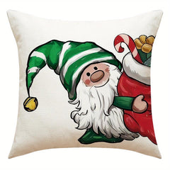 1pc Christmas Cartoon Old Man Letter Throw Pillow Cover
