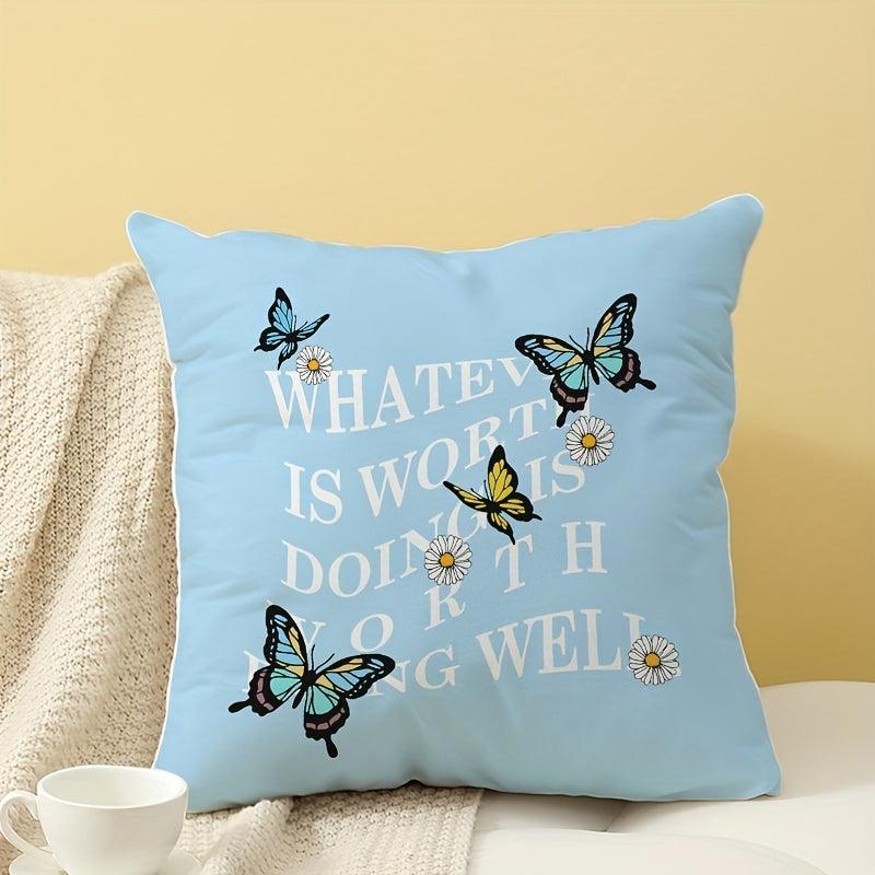 Air Butterfly Soft Printed Pillow for Sofa Bedroom Living Room