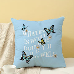 Air Butterfly Soft Printed Pillow for Sofa Bedroom Living Room
