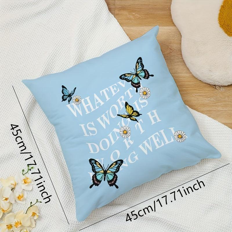 Air Butterfly Soft Printed Pillow for Sofa Bedroom Living Room
