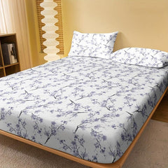 Floral Print Brushed Fitted Sheet Soft Comfortable Bedding Without Pillowca