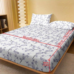 Floral Print Brushed Fitted Sheet Soft Comfortable Bedding Without Pillowca