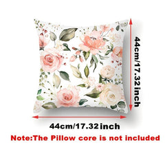 Pink Flowers Pattern Cushion Cover Polyester Throw Pillow Case