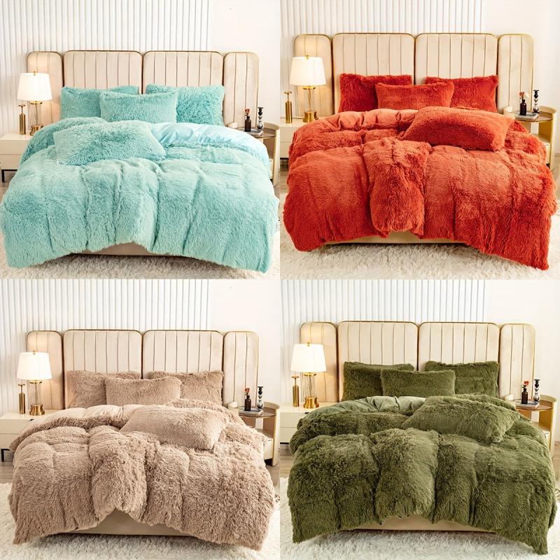 3pcs Faux Fur Velvet Duvet Cover Set Soft Warm Plush Bedding