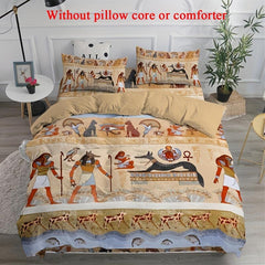 3pcs Egyptian Print Duvet Cover Set Ancient Egypt Civilization Bedding Set