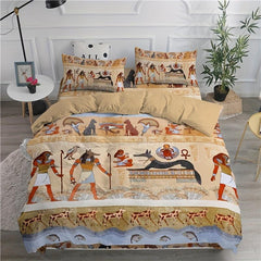 3pcs Egyptian Print Duvet Cover Set Ancient Egypt Civilization Bedding Set