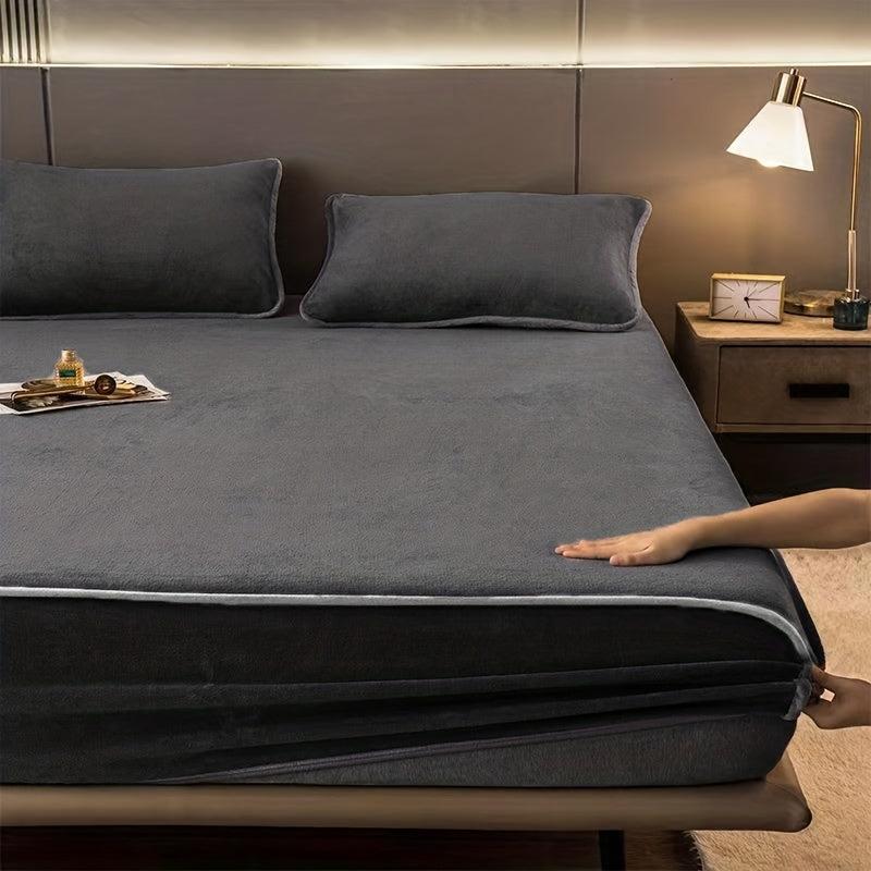 Soft Milk Velvet Fitted Sheet Warm Mattress Cover
