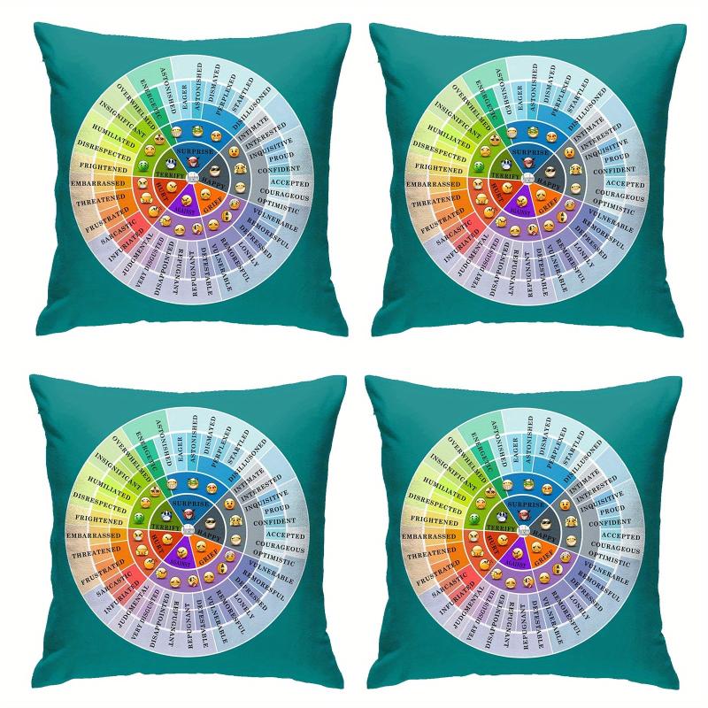 Emotional Wheel Short Plush Throw Pillow Cover 18 X18