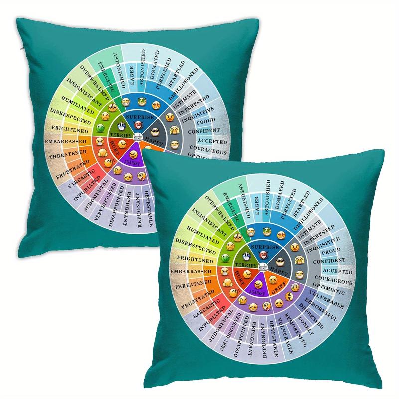 Emotional Wheel Short Plush Throw Pillow Cover 18 X18