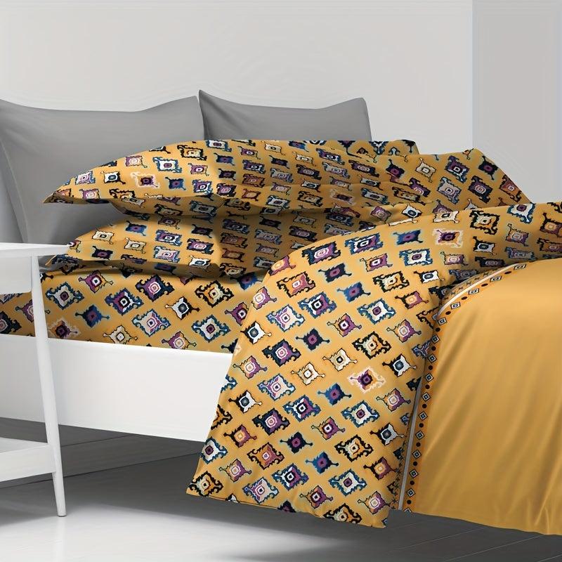 Boho Print Brushed Duvet Cover Soft Comfortable Bedroom Guest Room