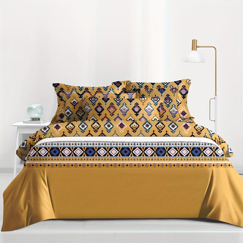Boho Print Brushed Duvet Cover Soft Comfortable Bedroom Guest Room