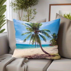 Coconut Palm & Beach Pattern Throw Pillow Case 17 7x17 7inch Square