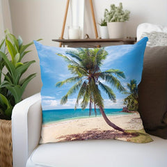 Coconut Palm & Beach Pattern Throw Pillow Case 17 7x17 7inch Square