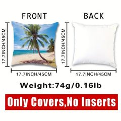 Coconut Palm & Beach Pattern Throw Pillow Case 17 7x17 7inch Square