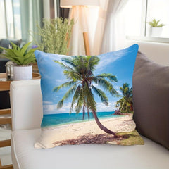 Coconut Palm & Beach Pattern Throw Pillow Case 17 7x17 7inch Square