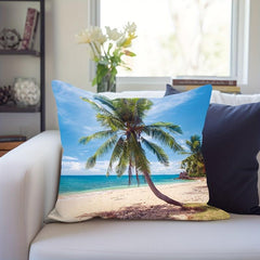 Coconut Palm & Beach Pattern Throw Pillow Case 17 7x17 7inch Square
