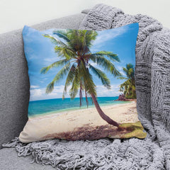 Coconut Palm & Beach Pattern Throw Pillow Case 17 7x17 7inch Square