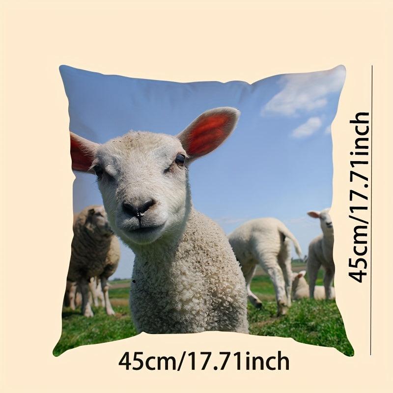 Soft Sheep Grazing Pillow Cover 17.71x17.71 Inches