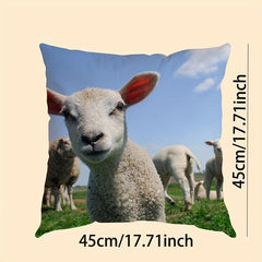 Soft Sheep Grazing Pillow Cover 17.71x17.71 Inches