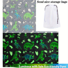 Dino Glow In The Dark Flannel Blanket Soft Throw