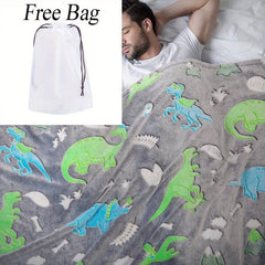 Dino Glow In The Dark Flannel Blanket Soft Throw