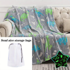Dino Glow In The Dark Flannel Blanket Soft Throw